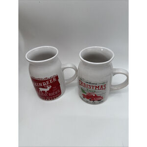 Dat’l Do It Christmas Mugs Coffee Tea Set of 2 Sleigh Rides & Pickup Truck